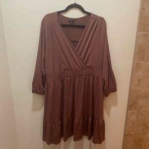 Torrid tiered dress in copper brown.
